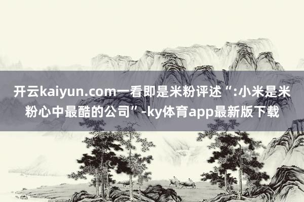 开云kaiyun.com一看即是米粉评述“:小米是米粉心中最酷的公司”-ky体育app最新版下载