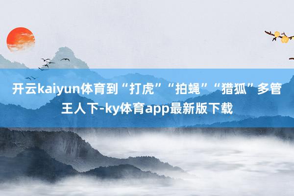 开云kaiyun体育到“打虎”“拍蝇”“猎狐”多管王人下-ky体育app最新版下载