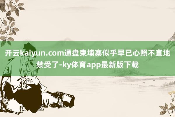 开云kaiyun.com通盘柬埔寨似乎早已心照不宣地禁受了-ky体育app最新版下载