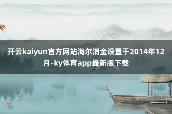 开云kaiyun官方网站海尔消金设置于2014年12月-ky体育app最新版下载
